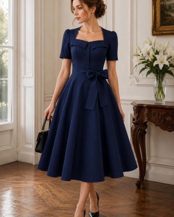 Women’s Black Vintage Midi Dress