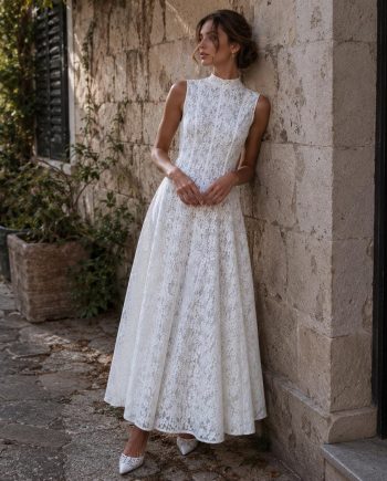 Women’s White Floral Lace Maxi Dress