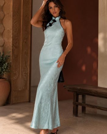Mandarin Collar Mermaid Evening Gown