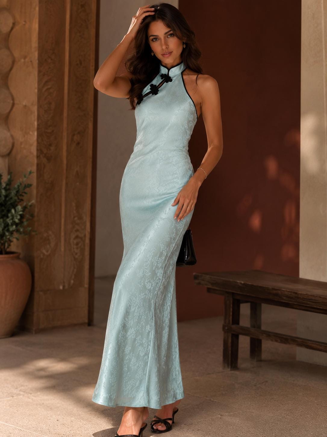 Mandarin Collar Mermaid Evening Gown