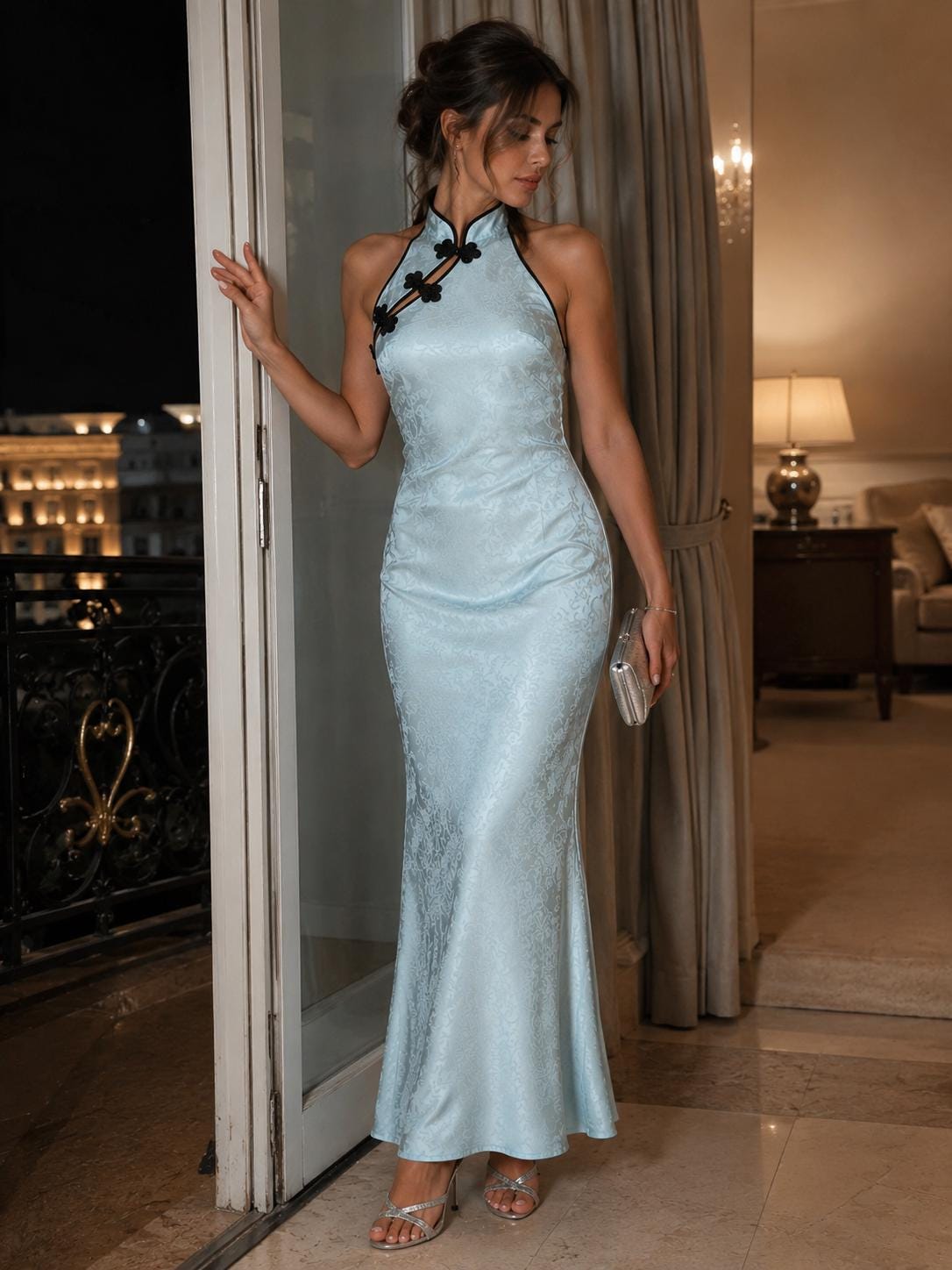 Mandarin Collar Mermaid Evening Gown - Image 2
