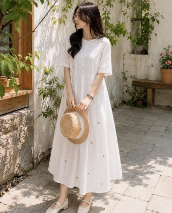 Women’s White Embroidered Maxi Dress